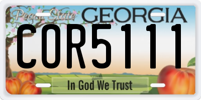 GA license plate COR5111