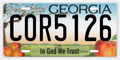 GA license plate COR5126