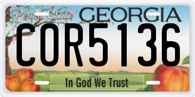 GA license plate COR5136