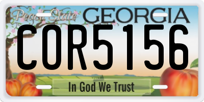 GA license plate COR5156