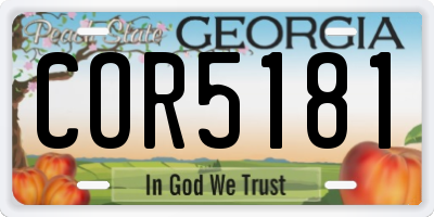 GA license plate COR5181