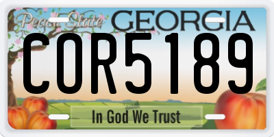 GA license plate COR5189