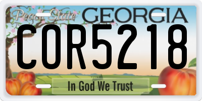 GA license plate COR5218