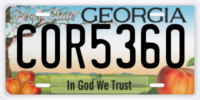 GA license plate COR5360