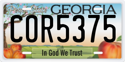 GA license plate COR5375