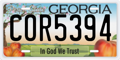 GA license plate COR5394