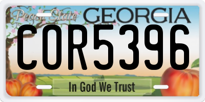 GA license plate COR5396