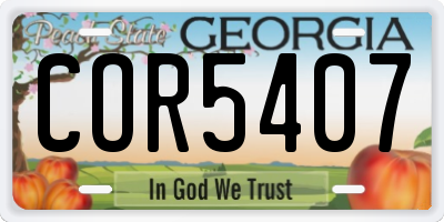GA license plate COR5407