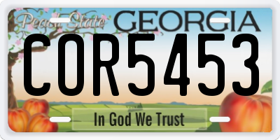 GA license plate COR5453