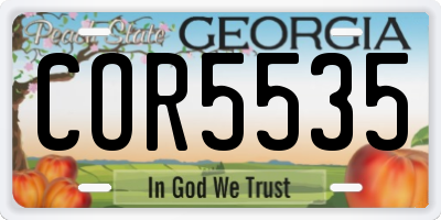 GA license plate COR5535