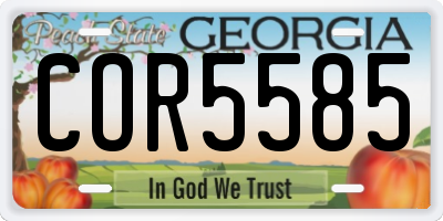 GA license plate COR5585