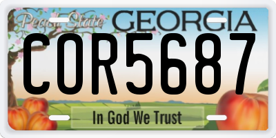 GA license plate COR5687
