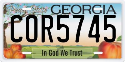 GA license plate COR5745