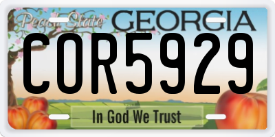 GA license plate COR5929