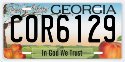 GA license plate COR6129