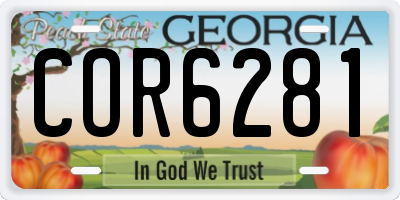 GA license plate COR6281