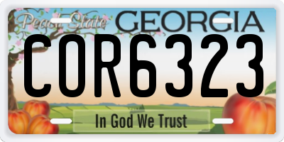 GA license plate COR6323
