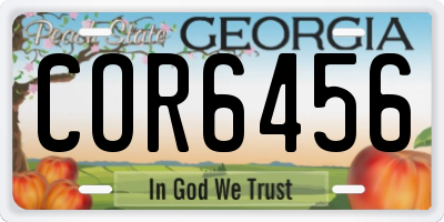 GA license plate COR6456