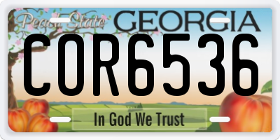 GA license plate COR6536