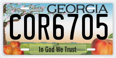 GA license plate COR6705