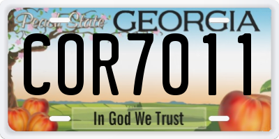 GA license plate COR7011
