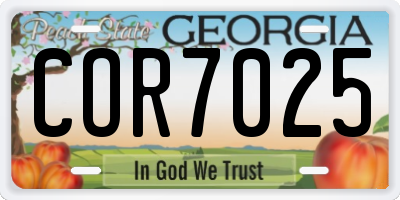 GA license plate COR7025