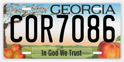 GA license plate COR7086