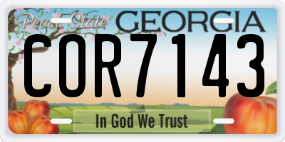 GA license plate COR7143