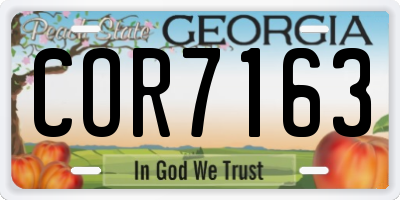 GA license plate COR7163