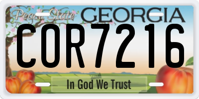 GA license plate COR7216