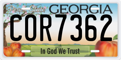 GA license plate COR7362