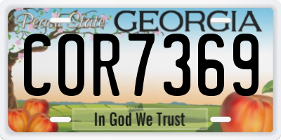 GA license plate COR7369