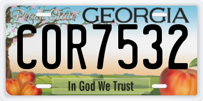 GA license plate COR7532
