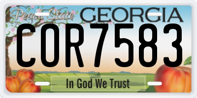 GA license plate COR7583