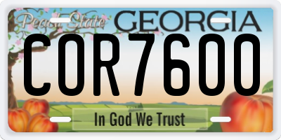GA license plate COR7600