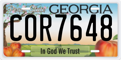 GA license plate COR7648