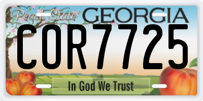 GA license plate COR7725