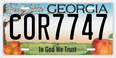 GA license plate COR7747