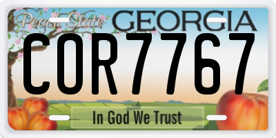 GA license plate COR7767