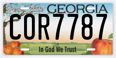 GA license plate COR7787