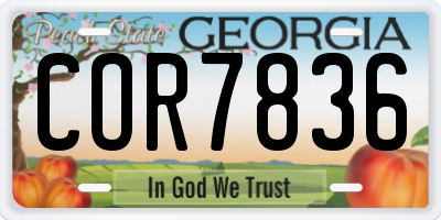 GA license plate COR7836