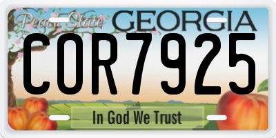 GA license plate COR7925