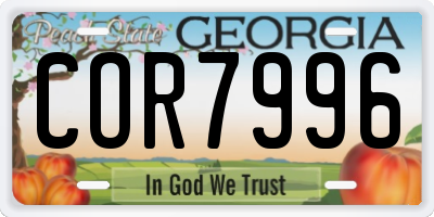 GA license plate COR7996