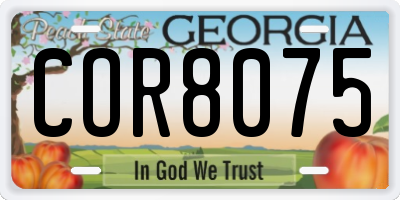 GA license plate COR8075