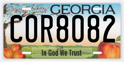 GA license plate COR8082