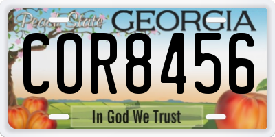 GA license plate COR8456