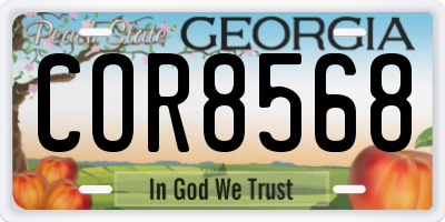 GA license plate COR8568