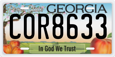 GA license plate COR8633