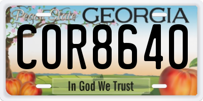 GA license plate COR8640