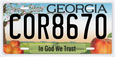 GA license plate COR8670